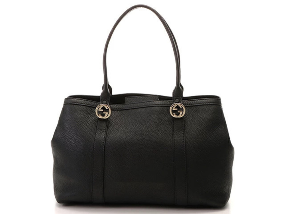 Gucci Miss GG Tote Bag Black Calfskin Canvas
